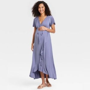 Short Sleeve Wrap Maternity Dress